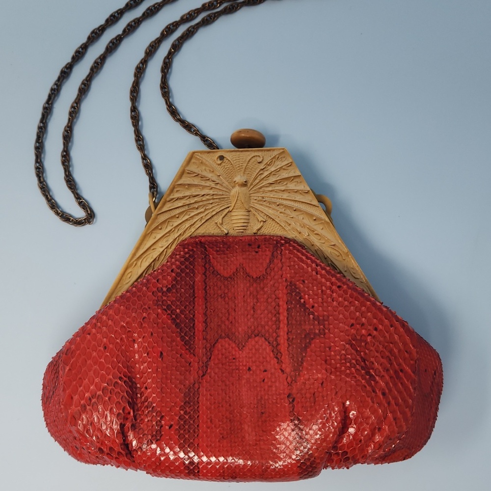 Jacomo Antique Red Snake Evening Bag